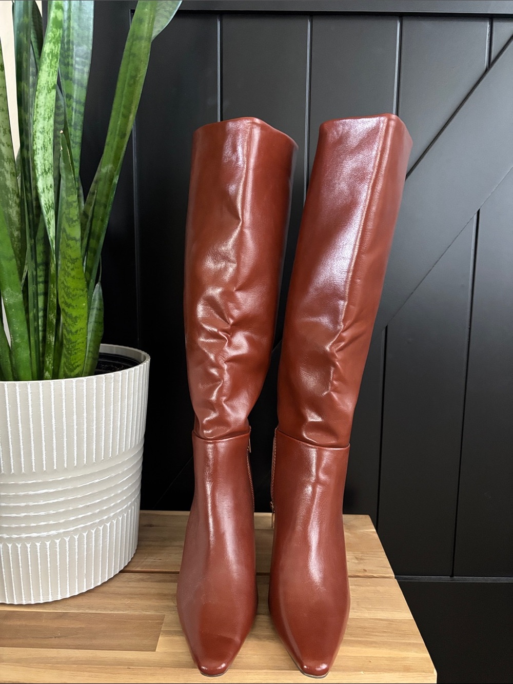 New York & Company Chestnut Knee-high Pointed Toe Boots